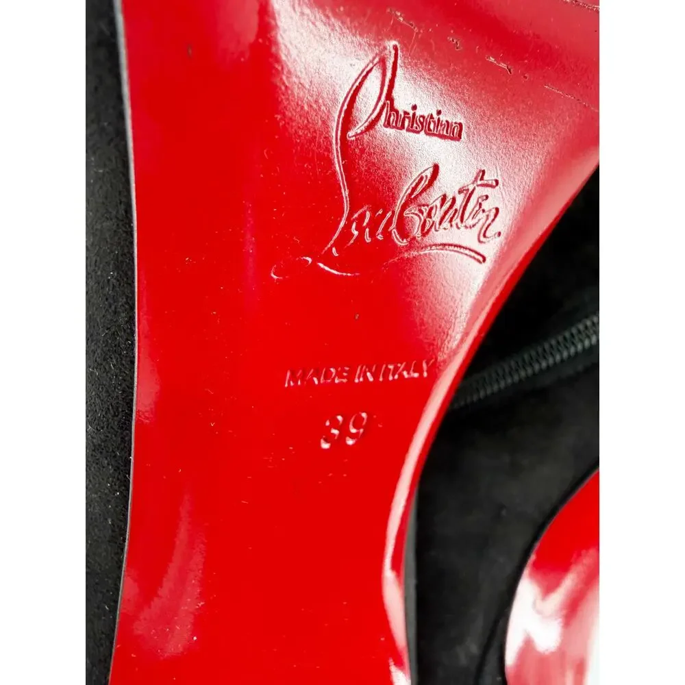 Christian Louboutin Eloise Booty 100 Black Suede Ankle Boots Size 39 EU Box Bag